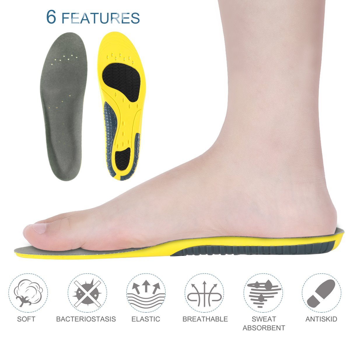 Air Filled Insoles Silicone Massage Height Increasing Insoles for MEN