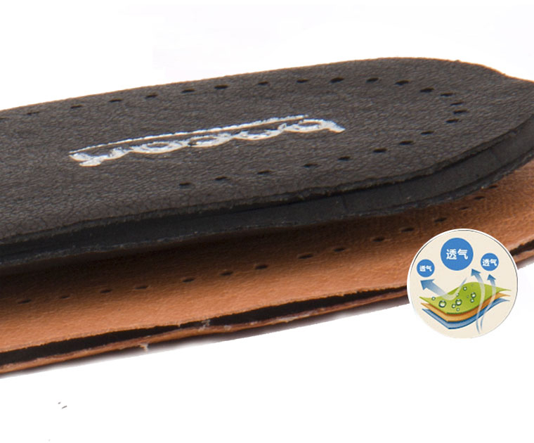 Free Trim Brown Leather Surface Black Latex Sport Insole For Safety Shoes