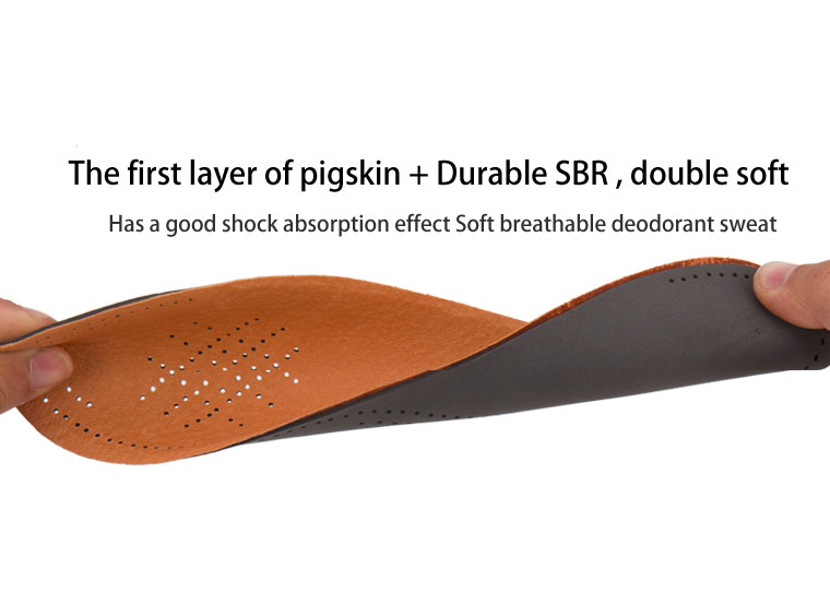 Free Trim Brown Leather Surface Black Latex Sport Insole For Safety Shoes