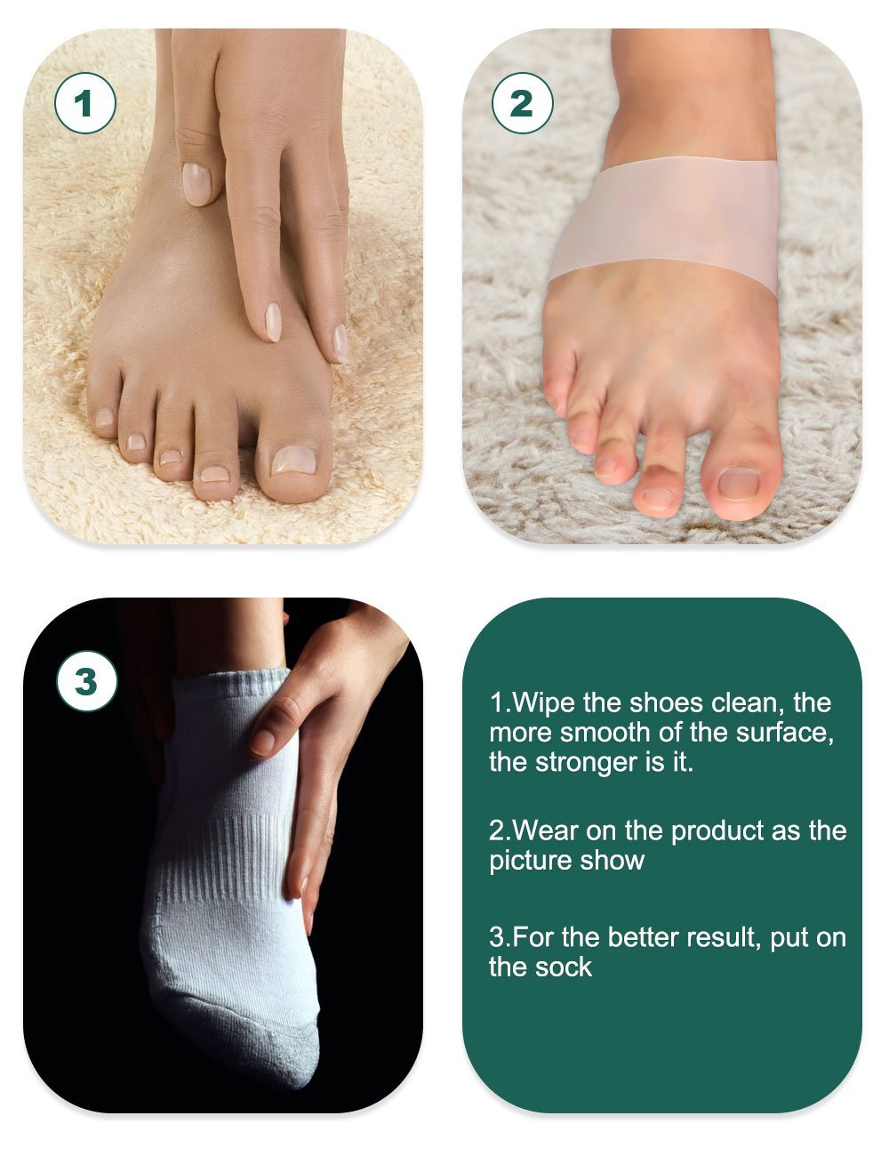 Arch Support Gel Cushion Pads Soft Gel Protector Sleeves for Flat Foot
