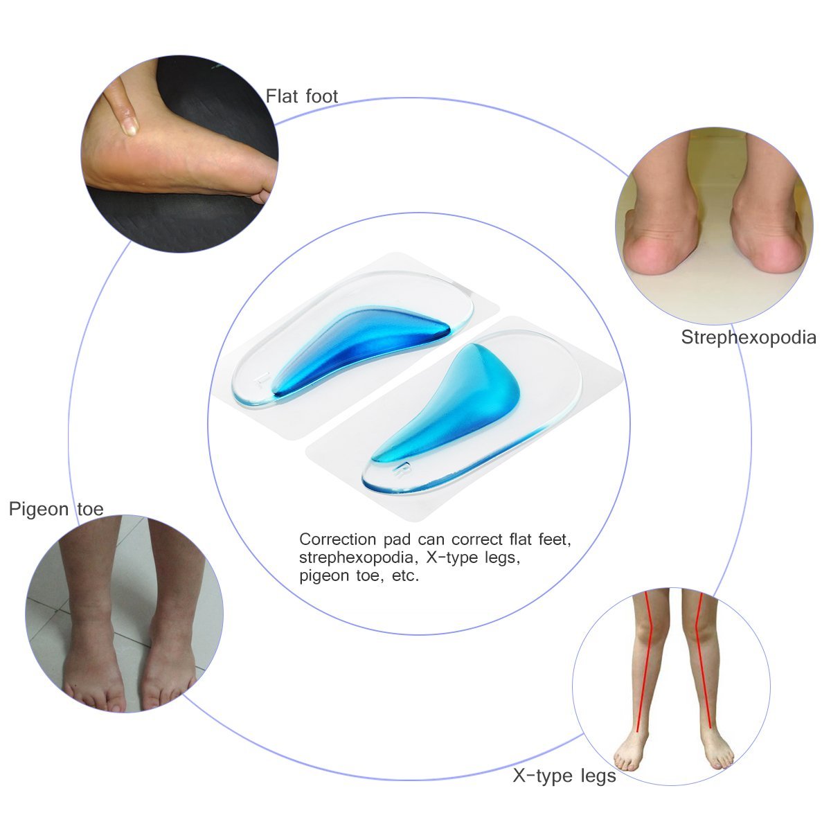Arch Support Insoles Gel Foot Massage Flat Feet Insoles