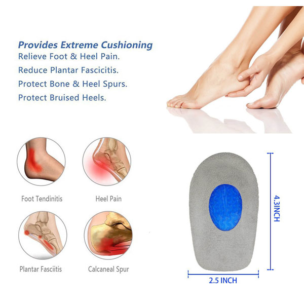 Super Comfortable Foot Care Silicone Gel Insole Heel Cups For Adults ZG-1898